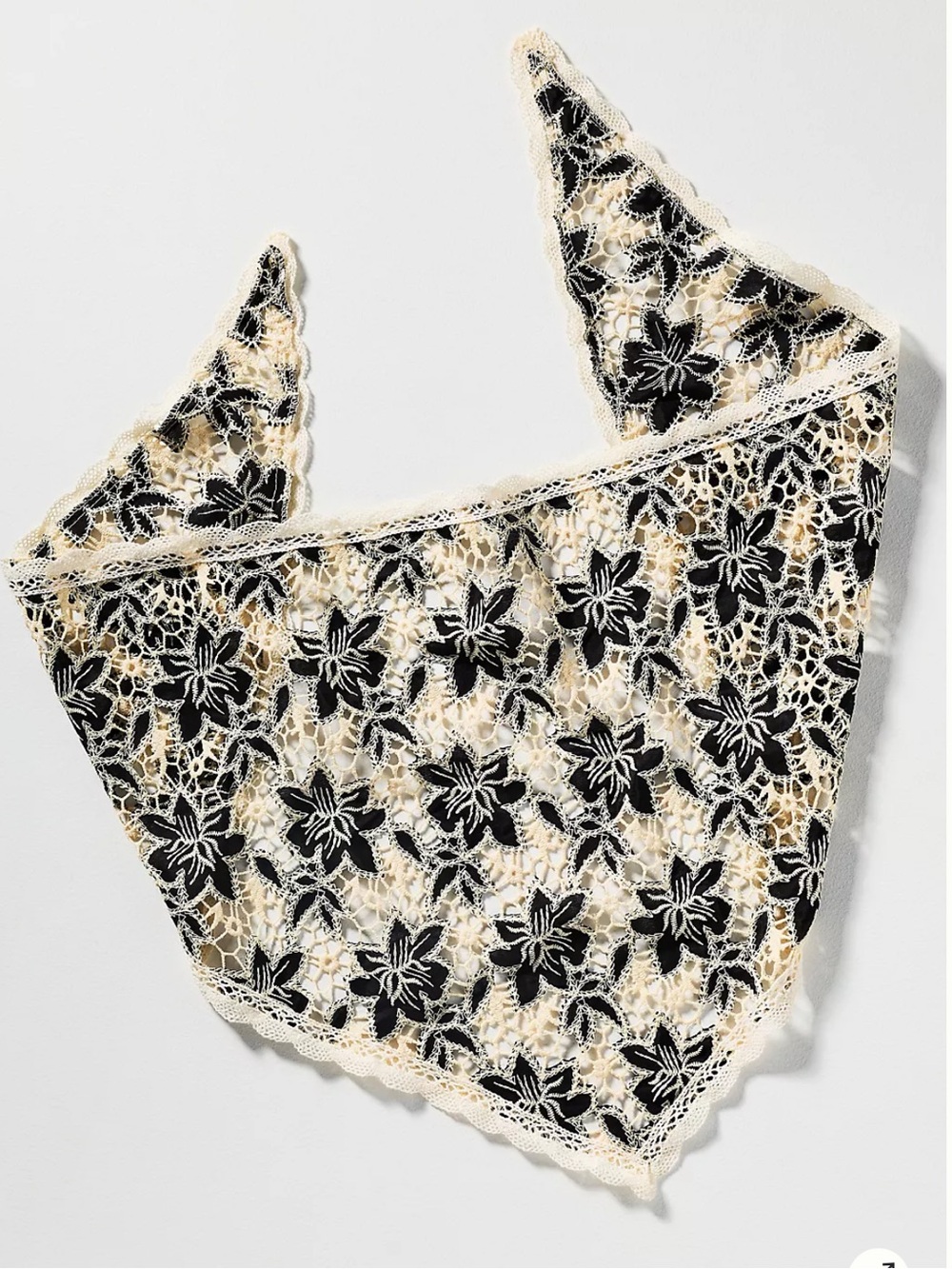 Anthropologie Triangle Crochet Lace Floral Scarf